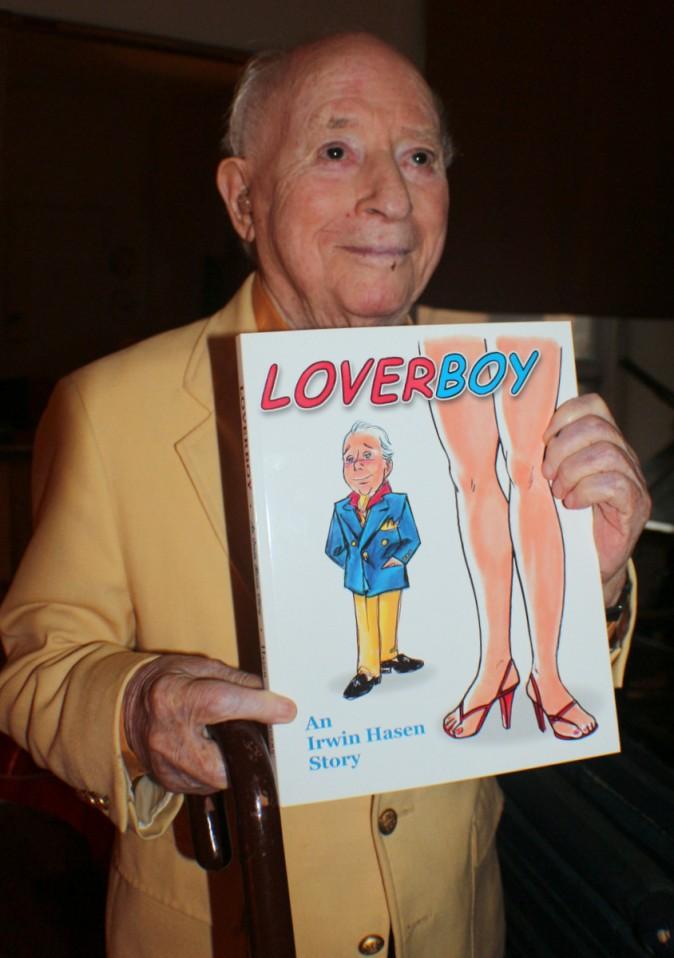 Irwin Hasen with his book 'Lover Boy.' In cartoon art and narrative the book describes his life and escapades. (Myriam Moran copyright 2014)