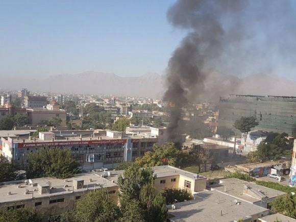 Smoke rises at Zawul Institute of Higher Education after an explosion near the institute in Kabul, Afghanistan July 24, 2017 in this still photograph uploaded on social media. (Ahmad Shuja/Social Media/Handout via Reuters)