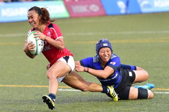 Hong Kong began the second half strongly, with winger Chong Ka Yan sneaking an opportunist try under the posts, making it 31-14. (Bill Cox/Epoch Times)