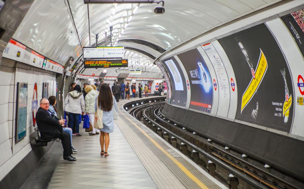 People waiting at underground tube platform for train arrives in England on April 22, 2015. (IR Stone/Shutterstock)
