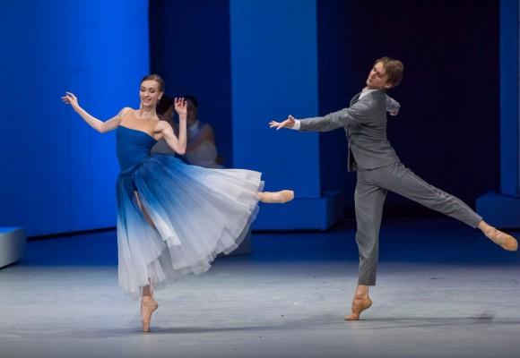 Bianca (here played by Olga Smirnova) chooses Lucentio (here played by Semyon Chudin) from among her many suitors. (Stephanie Berger)