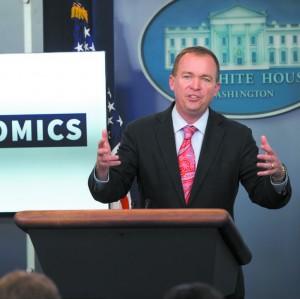Mick Mulvaney, director of the Office of Management and Budget, during a press briefing at the White House on July 20. (SAUL LOEB/AFP/GETTY IMAGES)