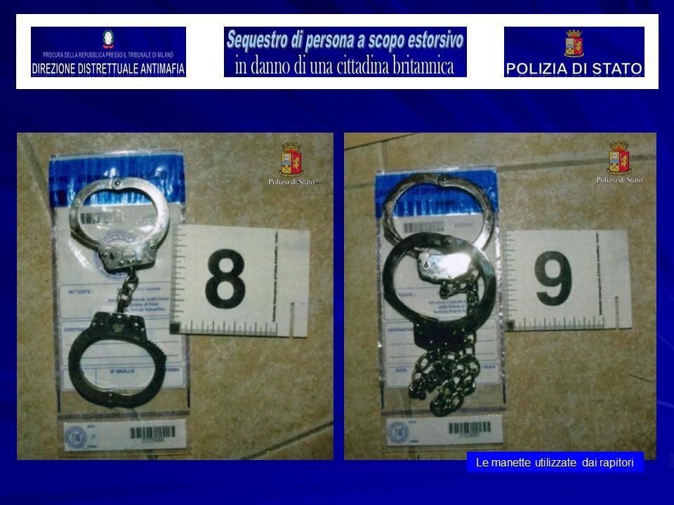 Handcuffs used to keep a kidnapped British model prisoner is seen in this August 5, 2017 handout picture provided by the Italian Police in Milan, Italy. (Polizia Di Stato/Handout via REUTERS)