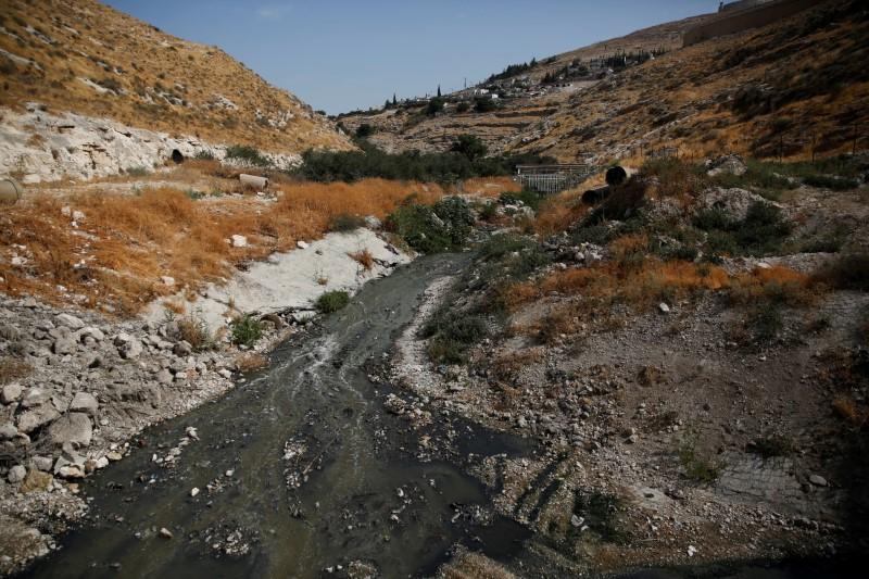 Sewage flows in the Kidron Valley, on the outskirts of Jerusalem July 6, 2017. (REUTERS/Ronen Zvulun)