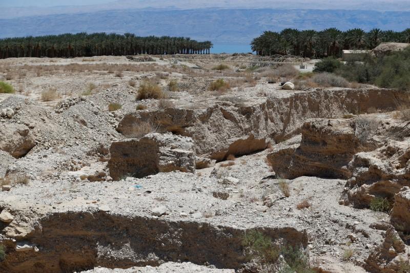 The estuary of the Kidron Valley is seen as it leads into the Dead Sea in the West Bank August 2, 2017. (REUTERS/Ammar Awad)