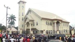 A still image taken from a video uploaded by CHANNELS TV on August 6, 2017, shows St. Philips Catholic Church in Anambra, Nigeria. (CHANNELS TV via Reuters TV)