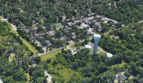 Area surrounding the Bridges of Cypress Creek Apartments. (Google Maps)