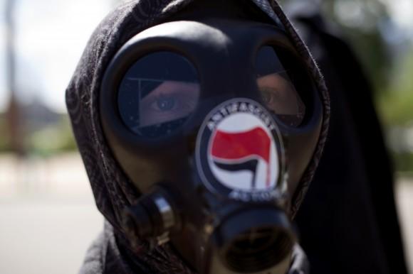 A member of of the Antifa extremist organization in Colorado on June 10, 2017. (JASON CONNOLLY/AFP/Getty Images)