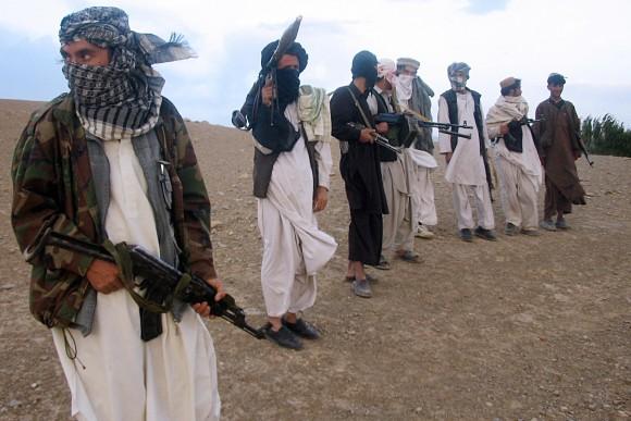 Taliban fighters in Maydan Shahr in Wardak Province, Afghanistan, on Sept. 26, 2008. (STR/AFP/Getty Images)