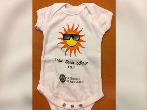 Greenville Memorial Hospital in South Carolina presented newborns born on the day of the total solar eclipse on Aug. 21 with souvenir onesies. (Greenville Memorial Hospital)