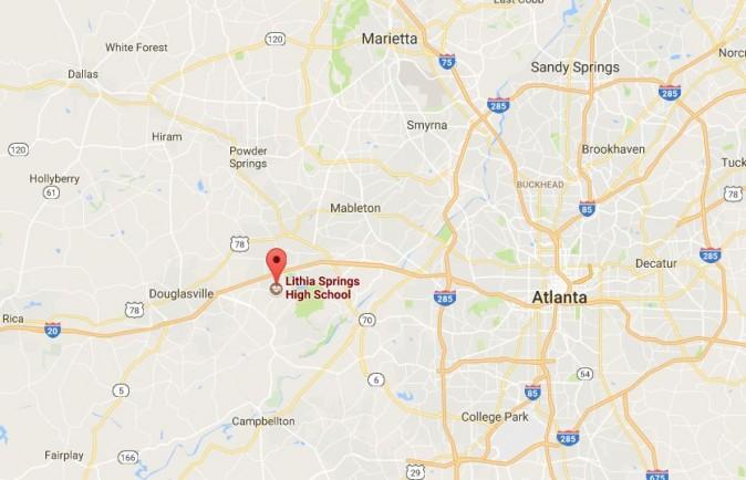 Douglas County Sheriff's authorities said that a Lithia Springs High School teacher shot himself in the head on the morning of Aug. 17, before students arrived, WSB-TV reported. (Google Maps)