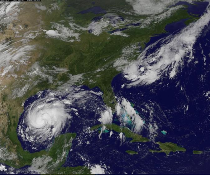 Tropical Storm Harvey is seen approaching the Texas Gulf Coast,. NOAA/via Reuters