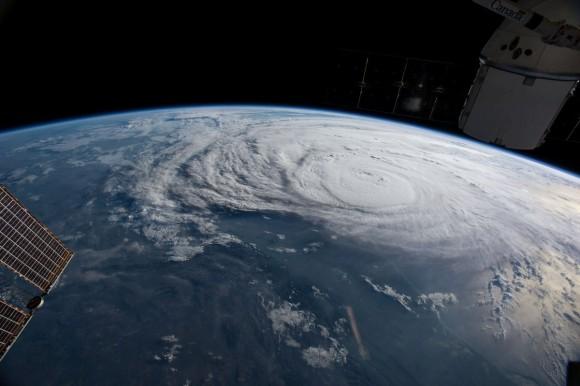 Hurricane Harvey off the coast of Texas from aboard the International Space Station in this Aug. 25, 2017, NASA handout photo. (NASA/Handout via Reuters)