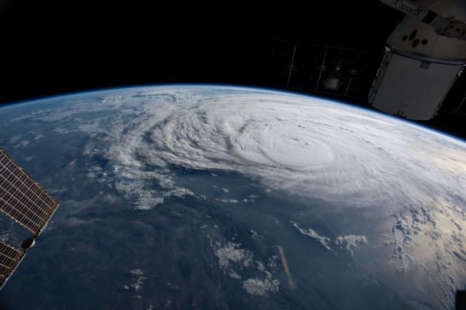 Hurricane Harvey off the coast of Texas, from aboard the International Space Station in this Aug. 25, 2017. (NASA handout photo. NASA/Handout via Reuters)