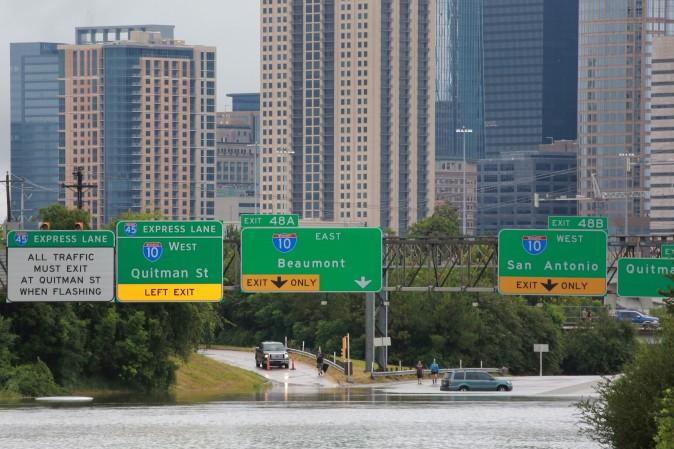 Interstate highway 45 is submerged in Houston. (REUTERS/Richard Carson)
