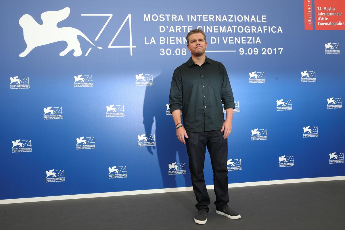 Actor Matt Damon poses during a photocall for the movie "Downsizing" at the 74th Venice Film Festival in Venice, Italy on Aug. 30, 2017. (REUTERS/Alessandro Bianchi)