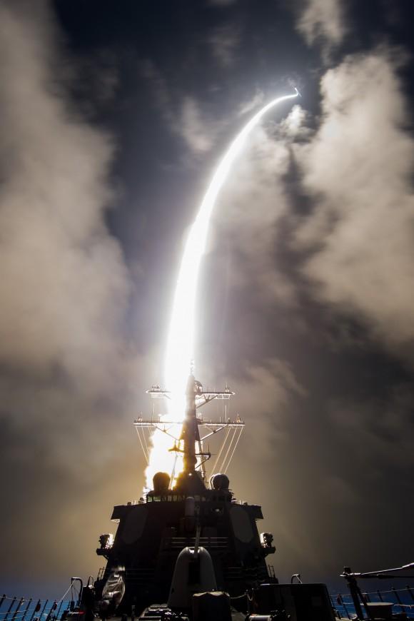 When the SM-6® missile deploys with the new "Dual 1" software, it will be the only missile in the world capable of both anti-air warfare and ballistic missile defense from sea. (Photo Courtesy Missile Defense Agency via Raytheon)