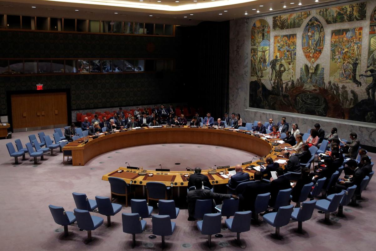 The United Nations Security Council sits to meet on North Korea after their latest missile test, at the U.N. headquarters in New York City on Aug. 29, 2017. (REUTERS/Andrew Kelly)