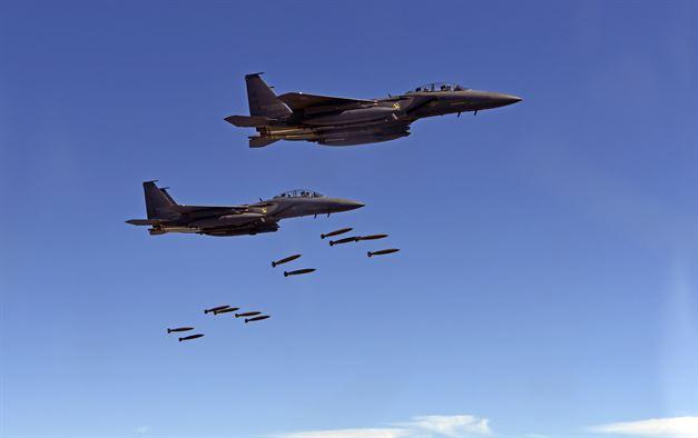 Republic of Korea F-15K fighters drop munitions over Pilsung Range. (U.S. Pacific Command)