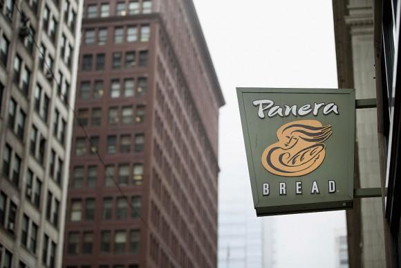 A sign marks the location of a Panera Bread restaurant on May 5, 2015, in Chicago, Ill. (Scott Olson/Getty Images)