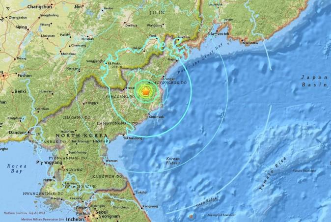 The site of the purported North Korean nuclear test.<br/> (USGS)