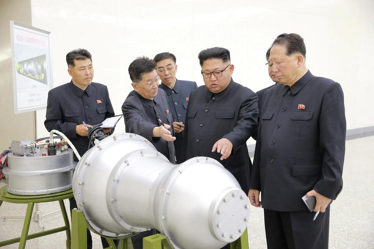 North Korean leader Kim Jong Un provides guidance on a nuclear weapons program in this undated photo released by North Korea's Korean Central News Agency (KCNA) in Pyongyang on Sept. 3, 2017. (KCNA via REUTERS)