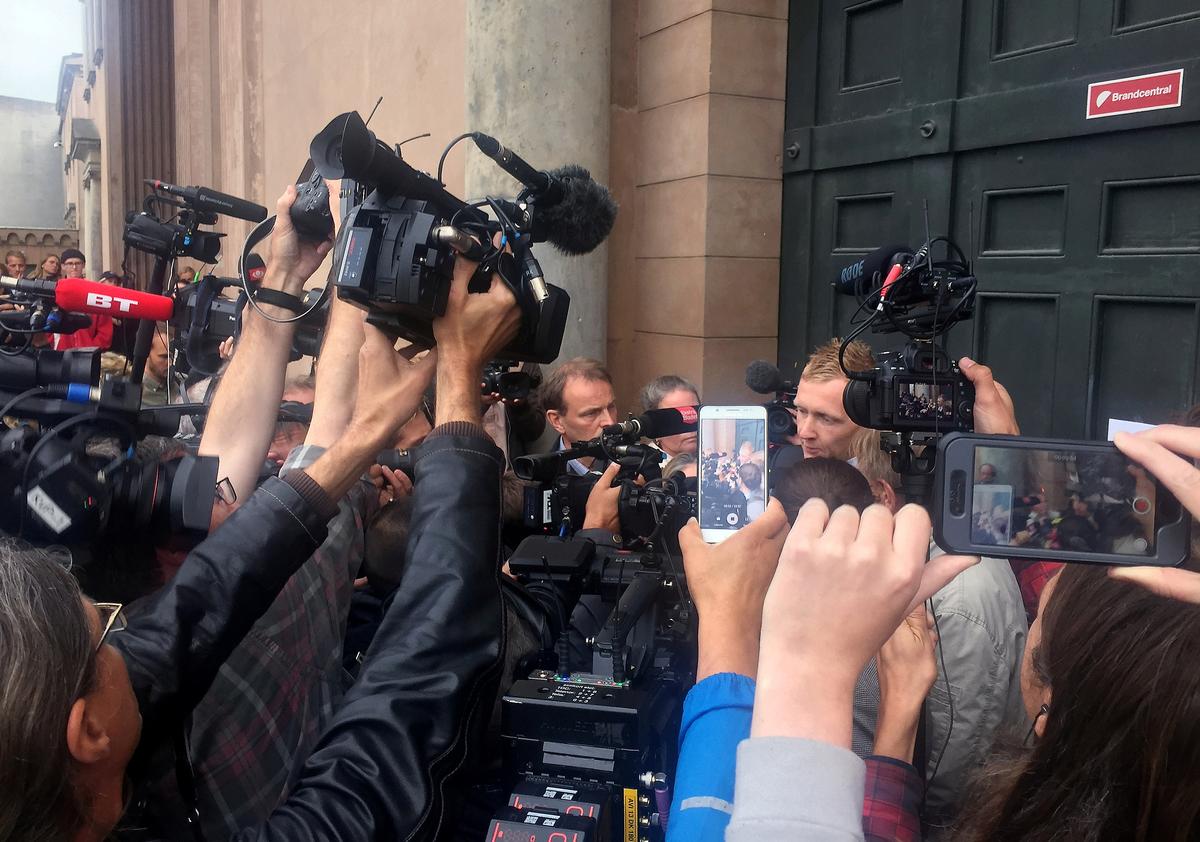 Special prosecutor Jakob Buch-Jepsen talks to the media outside the court in Copenhagen, Denmark on Sept. 5, 2017. (REUTERS/Julie Astrid Thomsen)