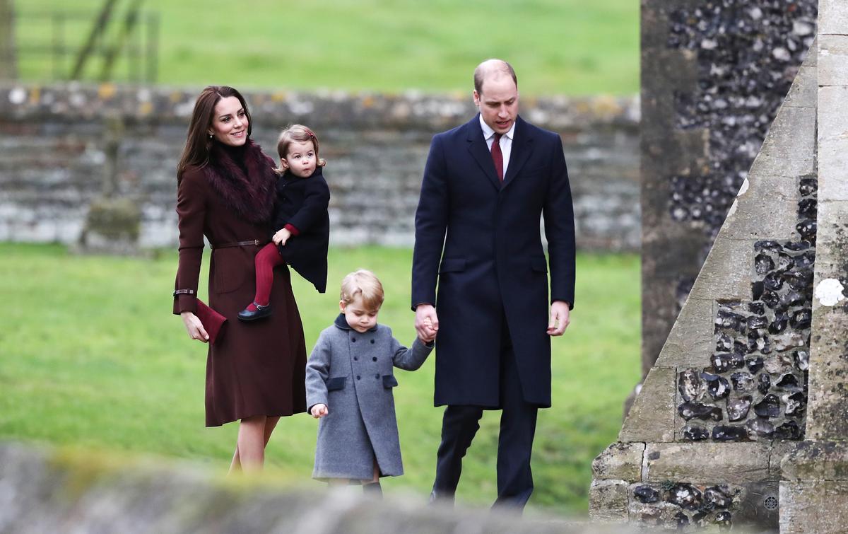 Catherine, Duchess of Cambridge and Prince William, Duke of Cambridge, Prince George of Cambridge and Princess Charlotte of Cambridge arrive to attend the service at St Mark's Church on Christmas Day in Bucklebury, Berkshire on Dec. 25, 2016 . (Photo by Andrew Matthews - WPA Pool/Getty Images)