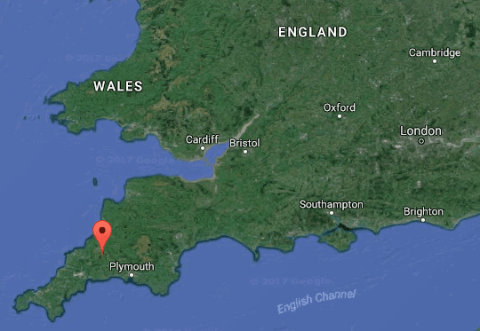 Location of the Dozmary Pool, United Kingdom. (Screenshot via Google Maps)