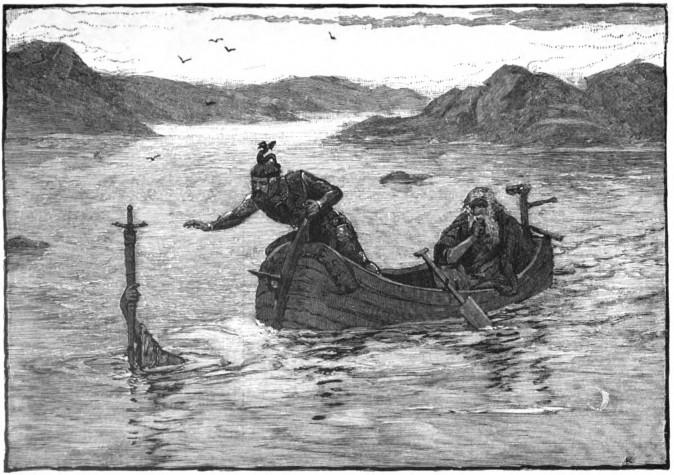 The Lady of the Lake gives Excalibur to King Arthur. (Alfred Kappes/Themadchopper)