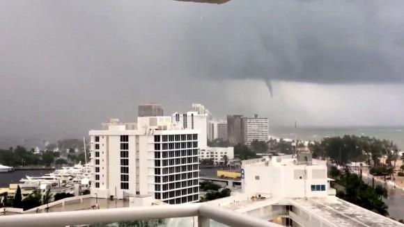 A tornado is seen from Fort Lauderdale beach, Florida, U.S., September 9, 2017, in this still image taken from a video obtained from social media. (Twitter/Karina Bauza/via Reuters)