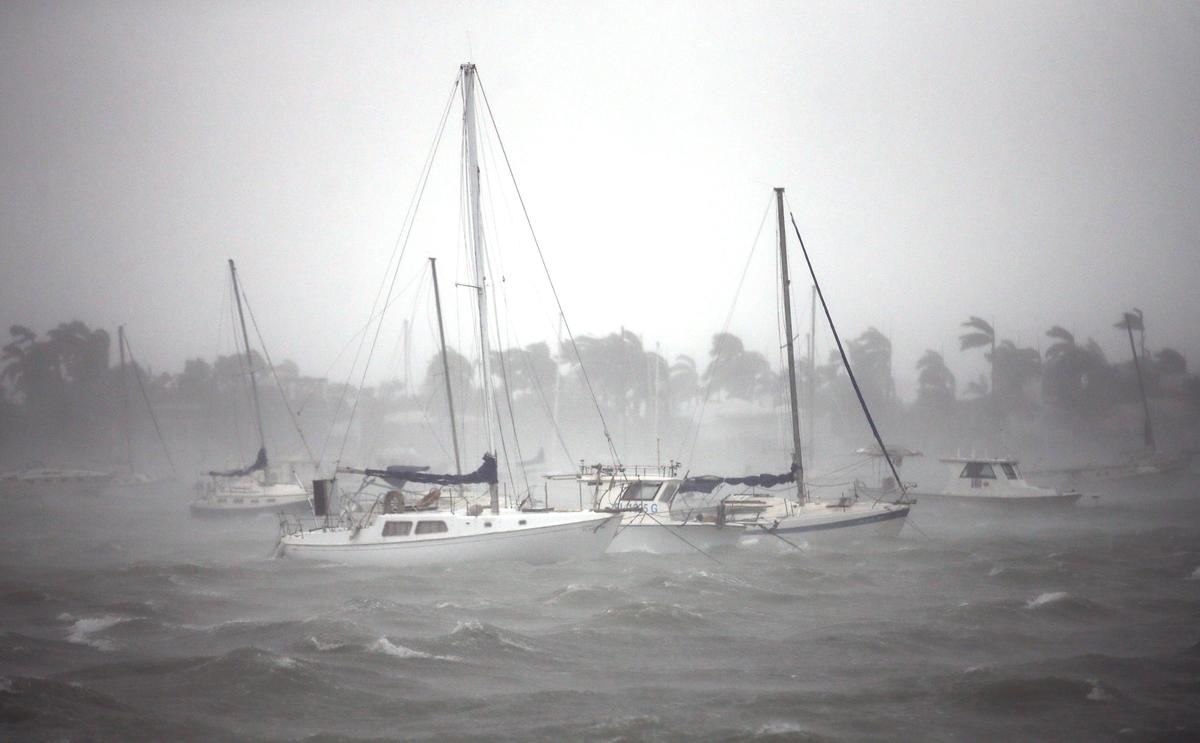 Boats are seen at a marina in South Beach as Hurricane Irma arrives at south Florida, in Miami Beach, Florida on Sept. 10, 2017. (REUTERS/Carlos Barria)