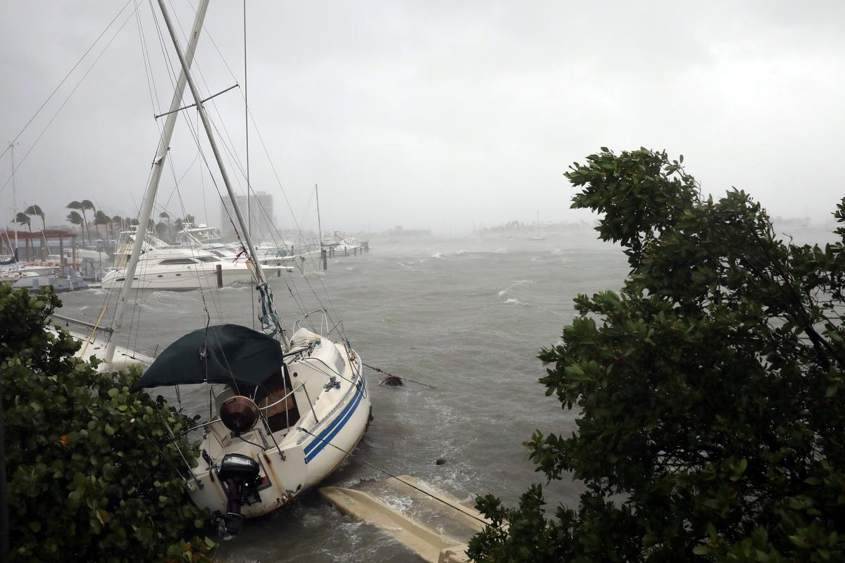 Boats are seen at a marina in South Beach as Hurricane Irma arrives at south Florida, in Miami Beach, Florida on Sept. 10, 2017. (REUTERS/Carlos Barria)