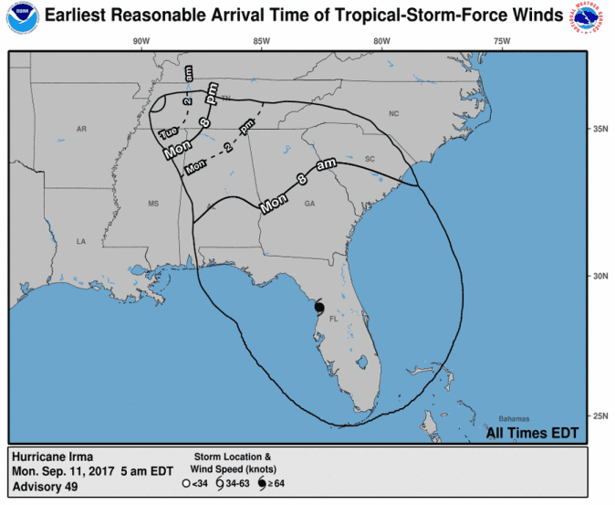 Irma's path on Monday morning. (NHC / NOAA)
