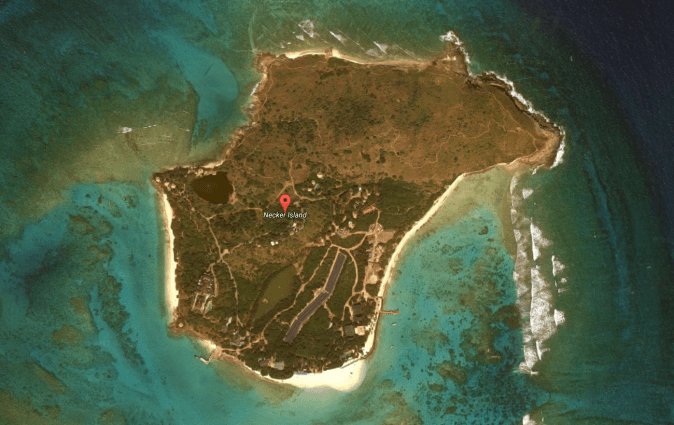 Necker Island, British Virgin Islands. (Screenshot via Google Maps)