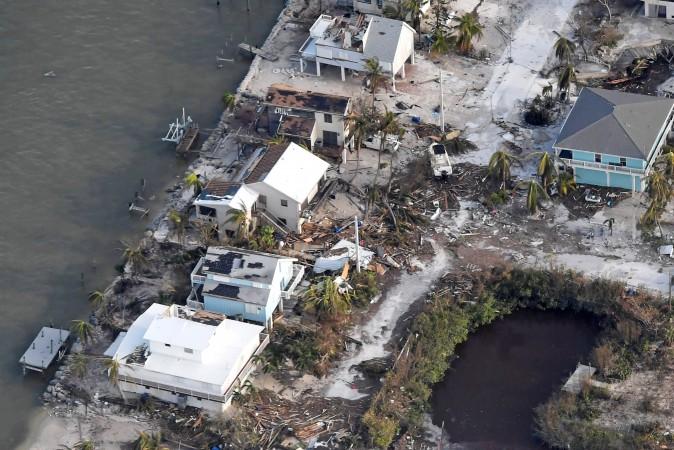 Damaged houses are seen in the aftermath of Hurricane Irma on September 11, 2017 over the Florida Keys, Florida ( Matt McClain -Pool/Getty Images)
