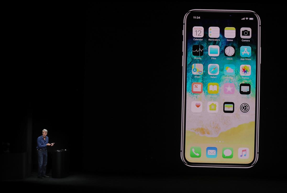Apple Senior Vice President of Software Engineering Craig Federighi introduces the new iPhone X during an Apple special event at the Steve Jobs Theatre on the Apple Park campus in Cupertino, Calif., on Sept. 12, 2017. (Justin Sullivan/Getty Images)