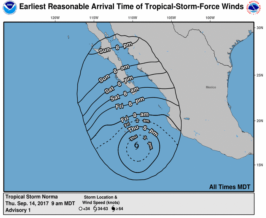 Tropical Storm Norma's forecast (NHC / NOAA)