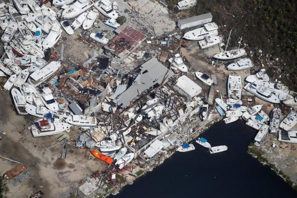 A destroyed marina is pictured in an aerial photo in the Keys in Marathon, Florida, September 13, 2017. (REUTERS/Carlo Allegri)