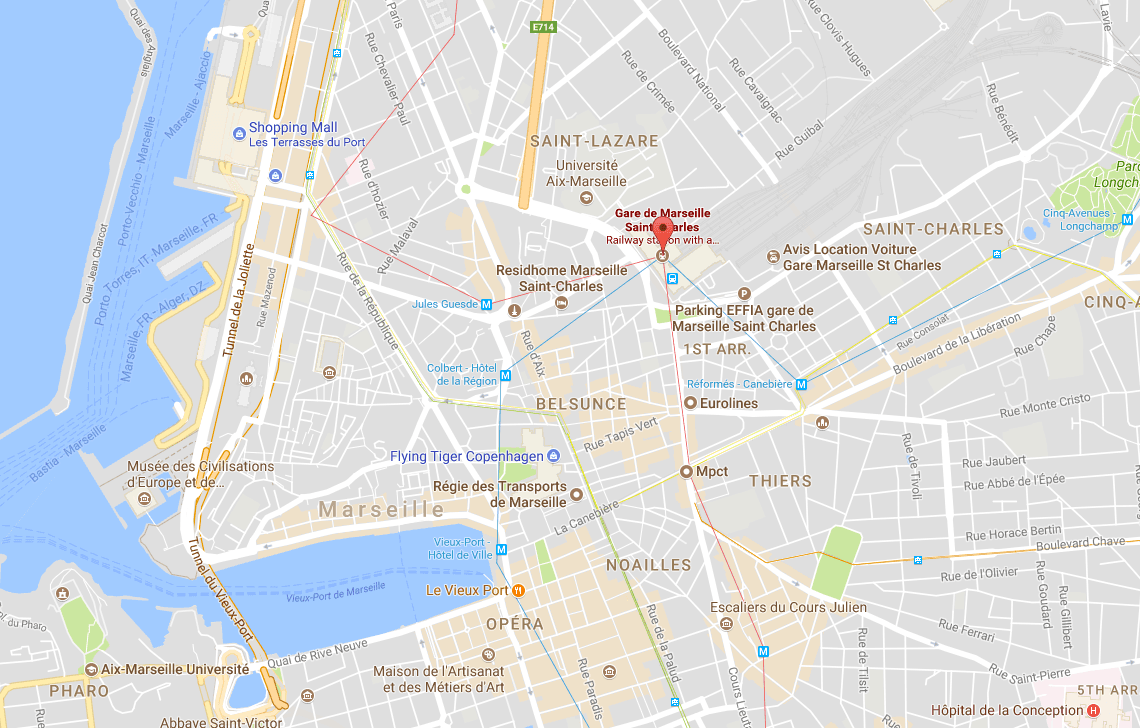 Saint-Charles train station in Marseille, France. (Screenshot via Google Maps)