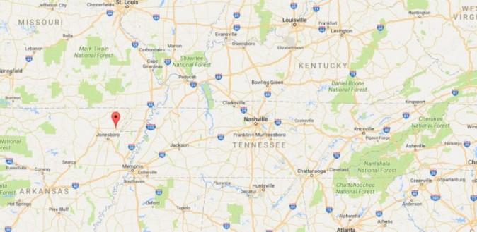 Their unborn son was also killed in the crash in Paragould, Arkansas. (Google Maps)
