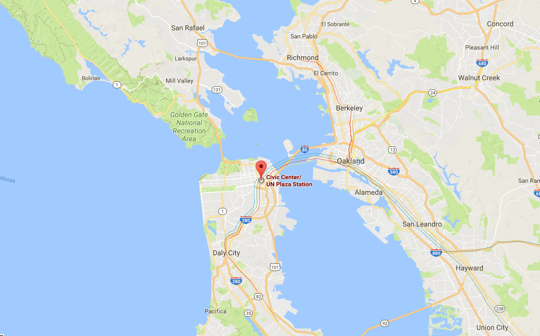 Civic Center train station in San Francisco. (Screenshot via Google Maps)