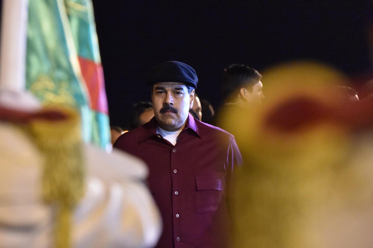 Venezuelan communist leader Nicolas Maduro arrives at the Houari Boumedien Airport in Algiers for a two-day visit on Sept. 10, 2017. (RYAD KRAMDI/AFP/Getty Images)