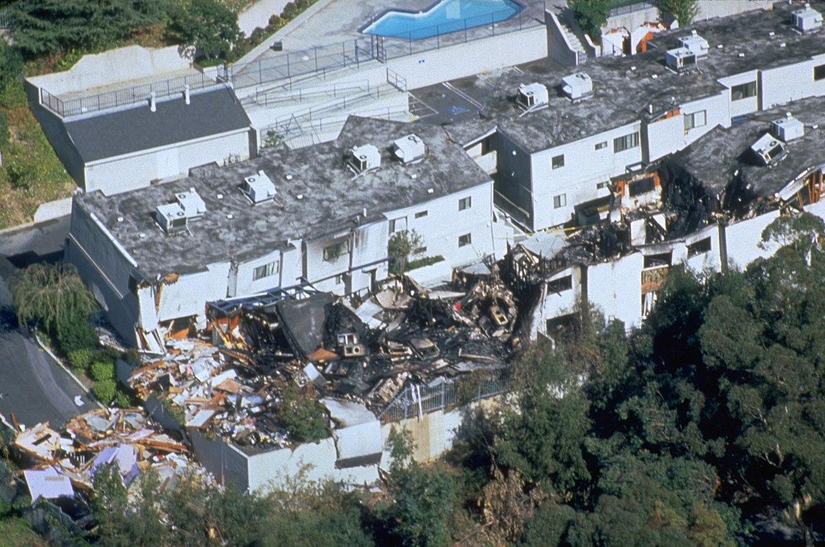 An aerial view of destruction caused by the 6.7 magnitude earthquake. Approximately 114,000 residential and commercial structures were damaged (FEMA News Photo)