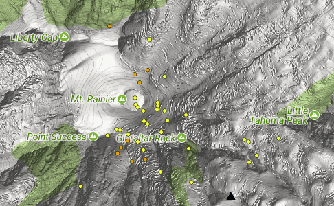 Locations of quakes in the Mt Rainier between Aug. 22 and Sept. 21, 2017. (PNSN)
