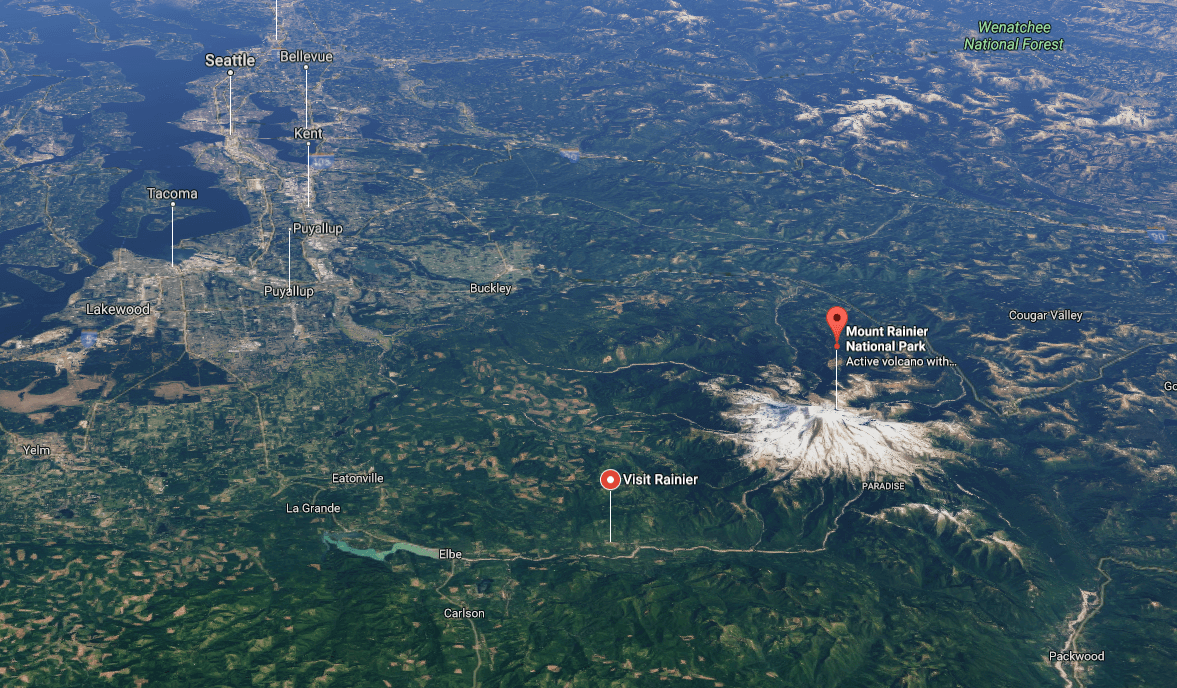 Mt. Rainier. (Screenshot via Google Maps)