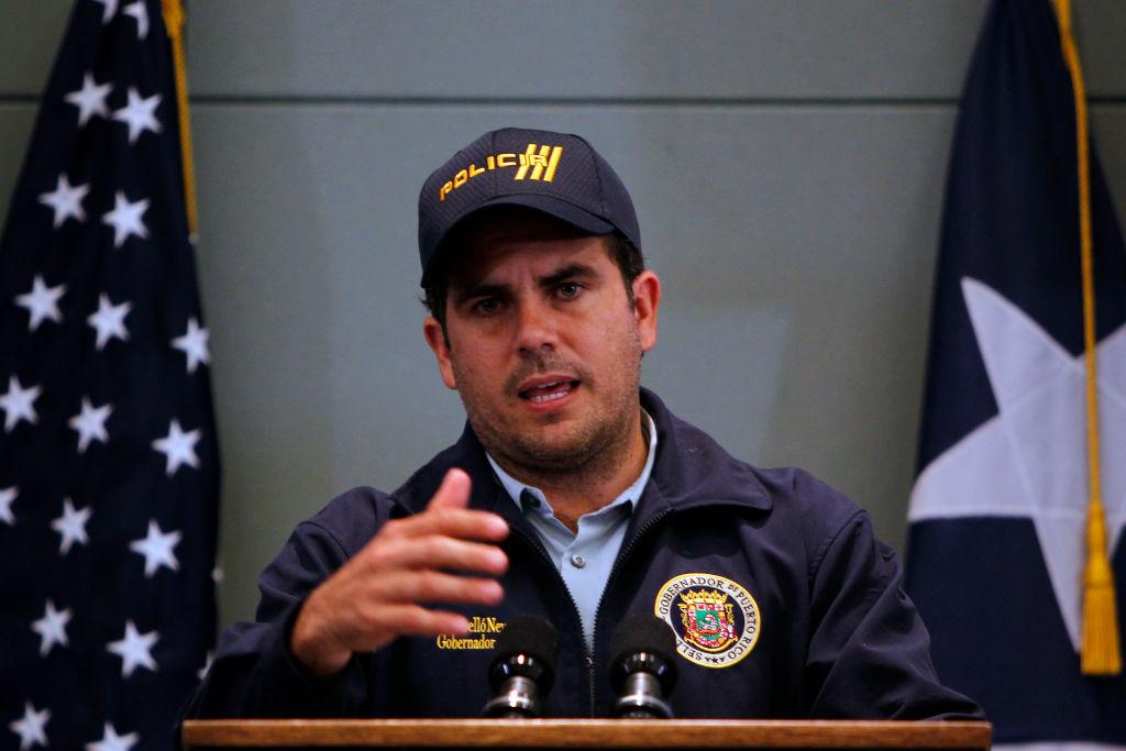 Puerto Rico's Gov. Ricardo Rossello speaks to the media during a press conference in San Juan, Puerto Rico, on Sept. 24, 2017, following the passage of Hurricane Maria. (RICARDO ARDUENGO/AFP/Getty Images)