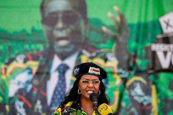 Zimbabwe President's wife Grace Mugabe delivers a speech during the Zimbabwe ruling party Zimbabwe African National Union- Patriotic Front (Zanu PF) youth interface Rally on Nov. 4, 2017 in Bulawayo. (Zinyange Auntony/AFP/Getty Images)