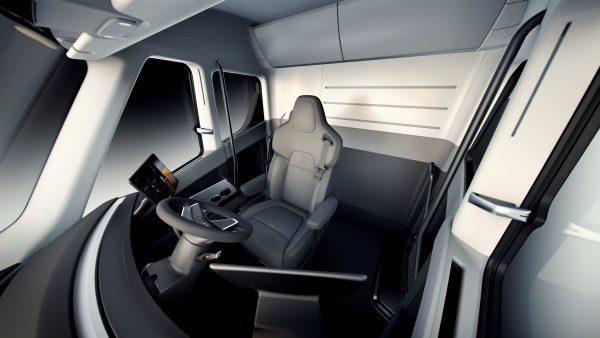 An interior view of the Tesla Semi, the company's electric big-rig truck, is seen in this undated handout image released on Nov. 16, 2017. (Tesla/Handout via Reuters)