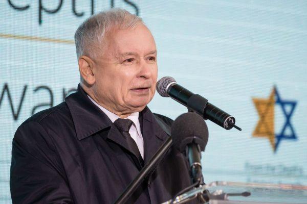 Jaroslaw Kaczynski, leader of the ruling party Law and Justice (PiS) speaks during the "From The Depths Zabinski Awards", honoring non-Jews who saved Jews during the Holocaust and WWII on September 18, 2017 in Warsaw. (Wojtek Radwanski/AFP/Getty Images)